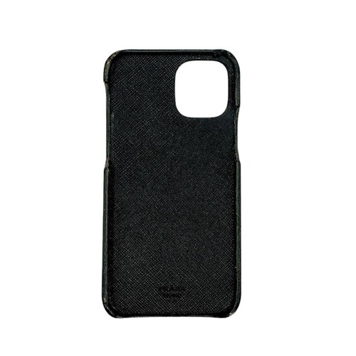 PRADA iPhone12 12 Pro Case Cover Saffiano Black Leather SAFFIANO METAL 1ZH129 - Picture 3 of 12