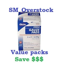 DUKAL STERILE SPONGES GAUZE PAD 3"x3" 12-PLY PADS #1312 Value Packs!