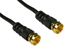 SHORT 0.5m Coax F Screw Plug SKY SAT CABLE Coaxial PAL DIGITAL TV 75 ohm BLACK
