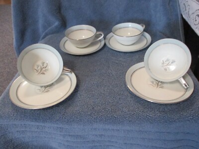 Noritake Bluebell Cups and Saucers 5 Sets   Vintage New 8 Pieces #5558
