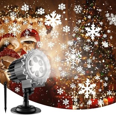 Proiettore Laser Natale LED RGB Esterno Giochi di Luce Fiocchi di Neve Natalizi