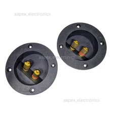 2 Pcs Speaker Box Banana Screw Round Terminal Cup w/ Holes - 3.5" Diameter