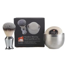 Men's Wet Shaving Set Chrome Synthetic Brush,Stainless Shaving Bowl Shaving Soap