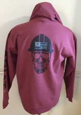 NWT Men ARIAT Rebar L/S Graphic Arm  Big Skull Back Hoodie Burgundy
