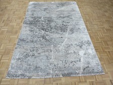 6 x 9'2 Hand Knotted Gray Modern Abstract Oriental Rug With Silk G9207