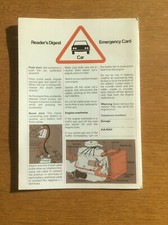 Vintage 1976 Reader's Digest Emergency Card, Car, Home, Gas, Leaks etc, 1970s