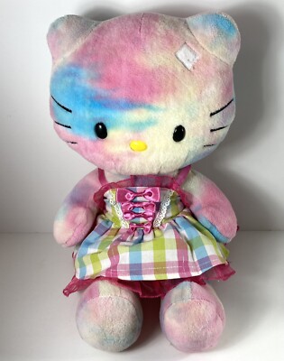 Build A Bear Hello Kitty Sanrio Pastel Tie Dye Watercolor  Build A Bear Hello Kitty Tie Dye Pastel Watercolor Cat Plush No Bow main image 1