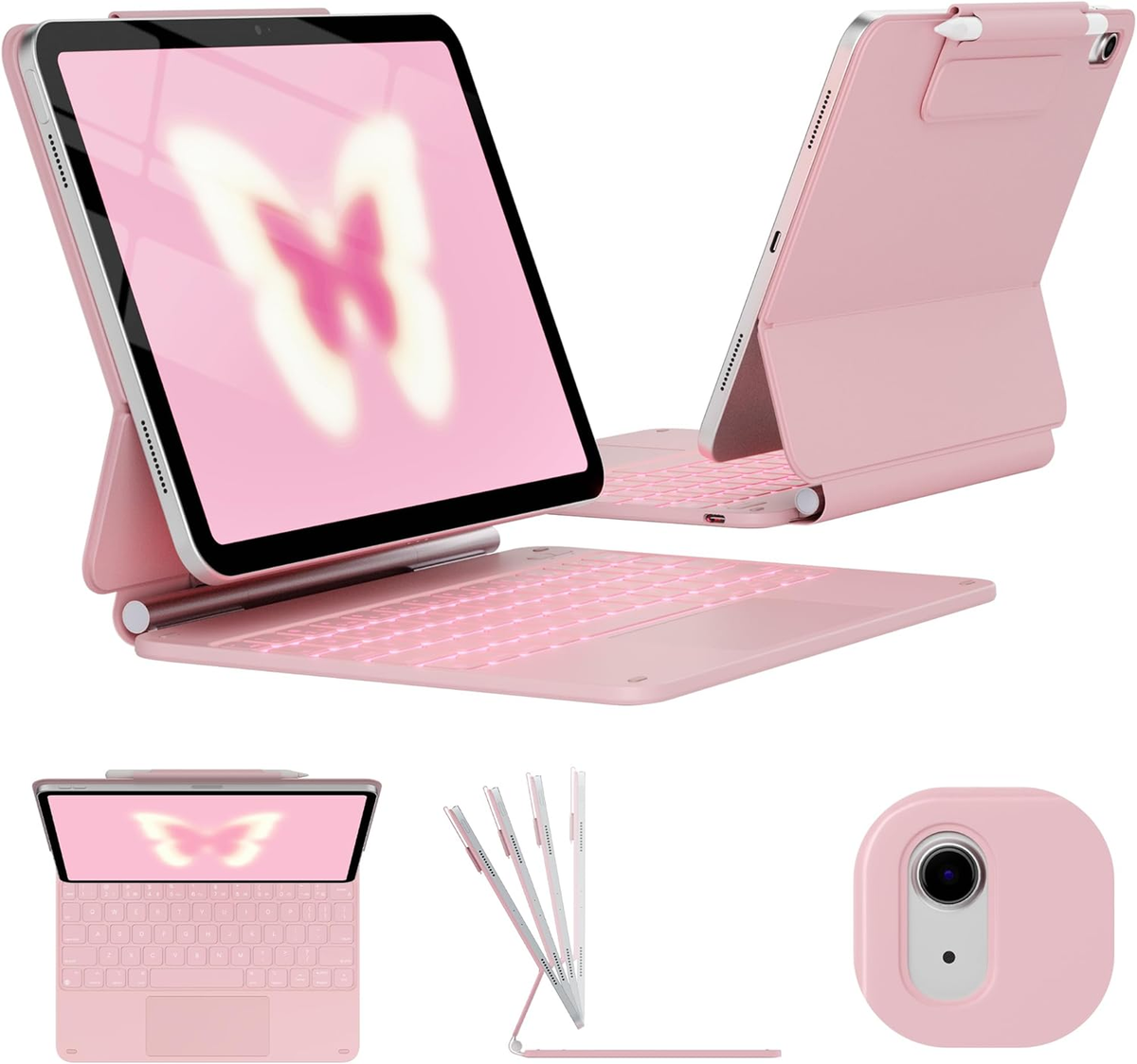 Edge Keyboard Case for iPad 10th Gen - Pink, Backlit, Thin