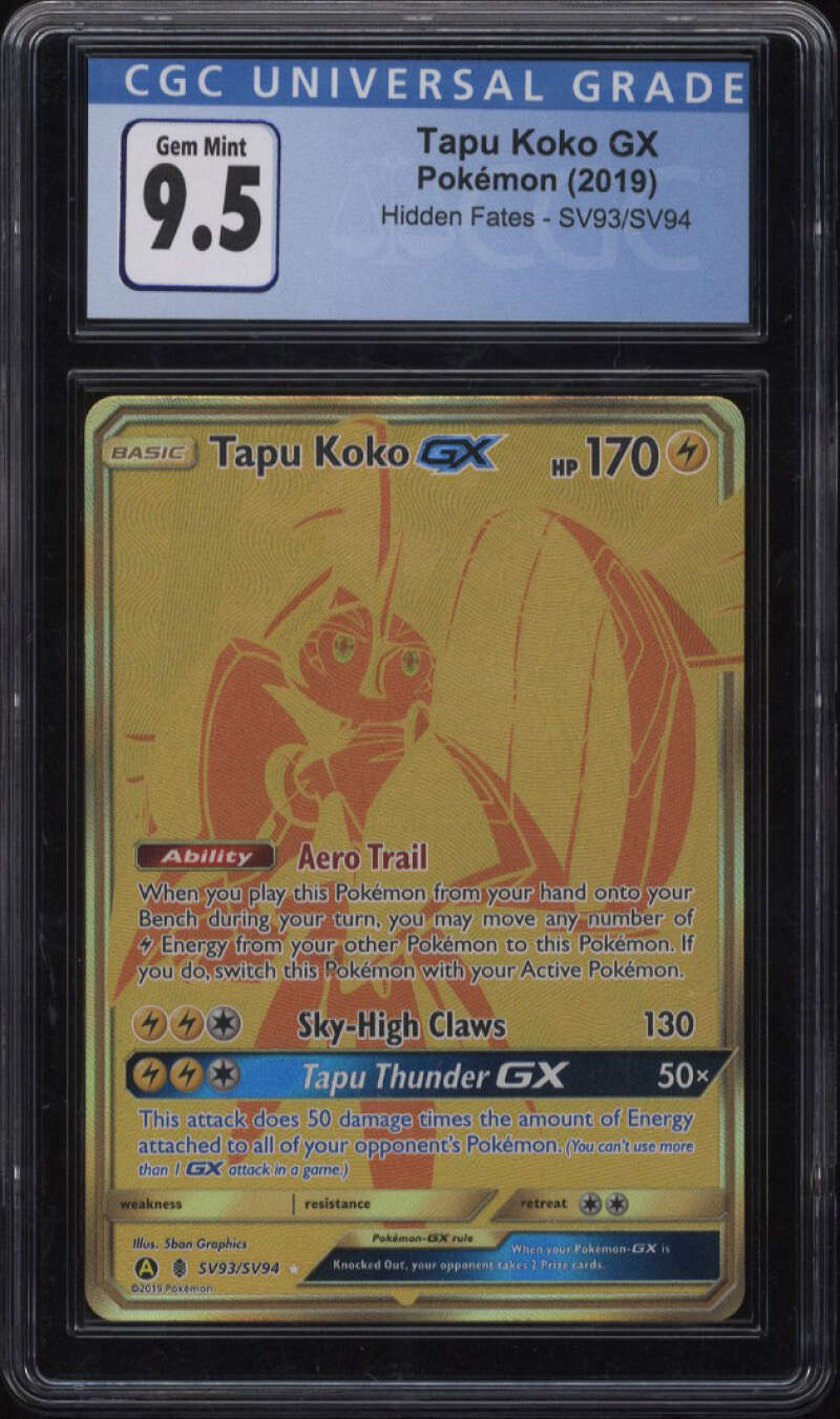 Tapu Koko GX - SV93/SV94 - CGC 8.5 NM/Mint+ - Hidden Fates - 02241