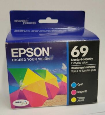 Genuine Epson 69 Printer ink Cartridge Tri Color 3 pack Cyan Magenta Yellow NEW