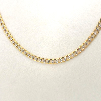 14k Gold Kubanische Panzerkette Anhänger Halskette 20 Zoll Bicolor