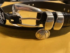 Black Genuine Leather Belt With Duke University Conchos Size 34 R+