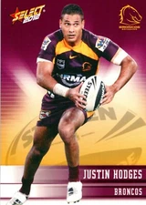 2012 Brisbane Broncos NRL Select Champions Card - Justin Hodges