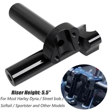 Black 5.5" Straight Handlebar Risers For Harley 1" Bar Dyna Sportster XL Softail