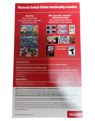 Nintendo Switch Online 12 Month Membership Subscription Pre-Paid