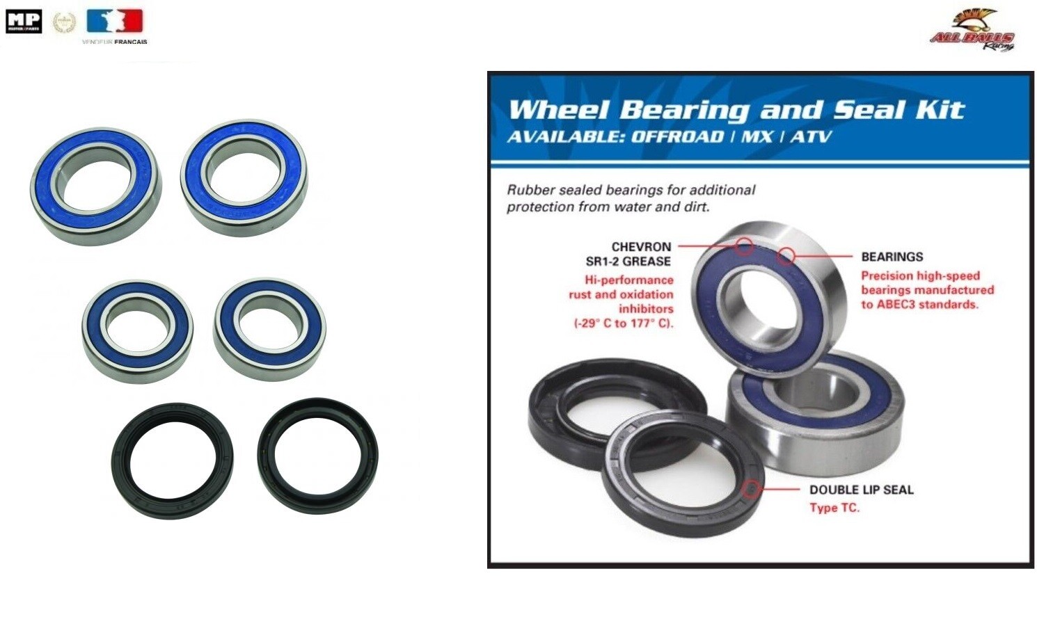 Kit roulements 25-1809 de roue arrière étanche en acier pour Multistrada 1260