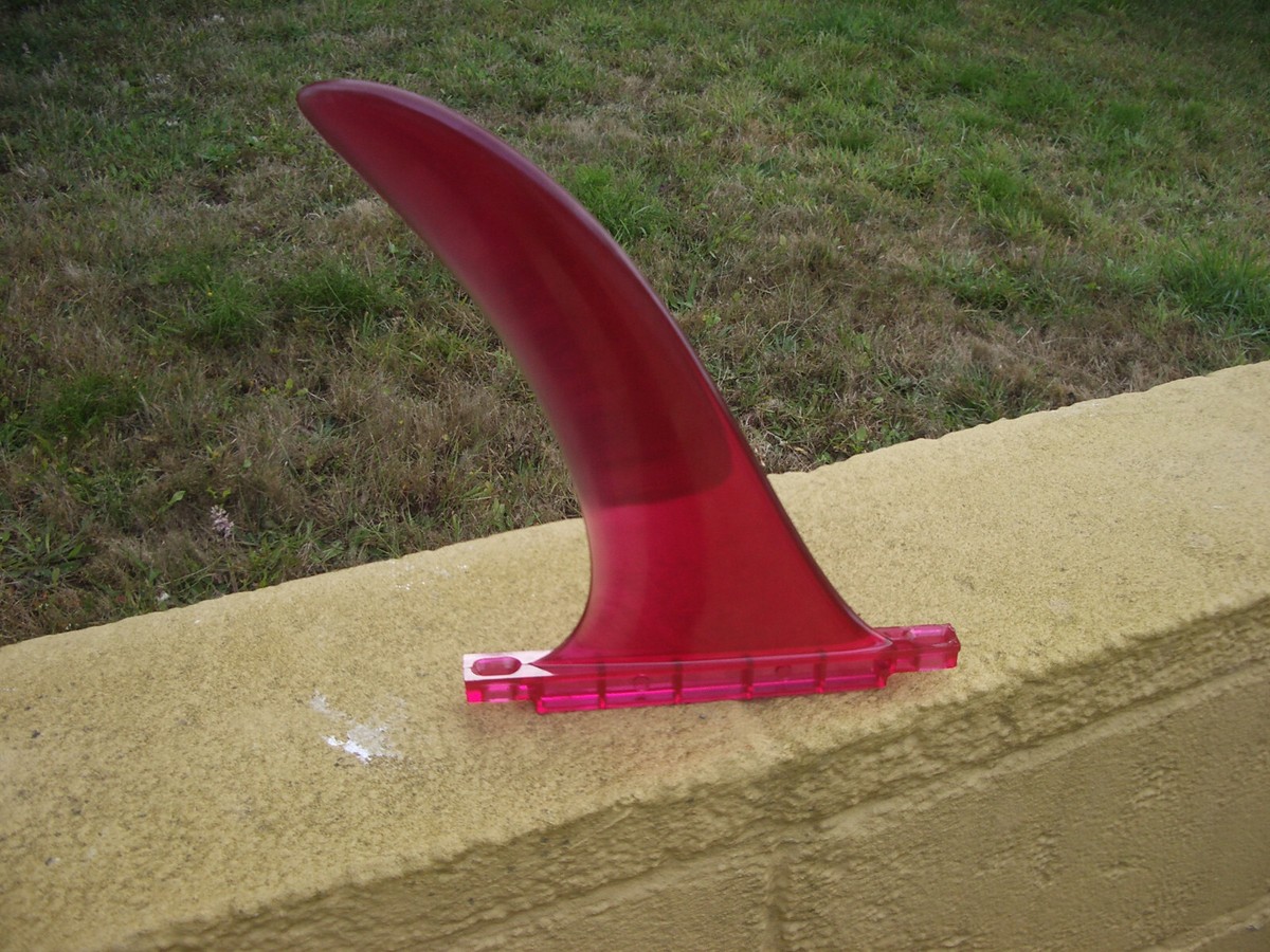 vintage red Bahne translucent surfing surfboard fin surfer 1968