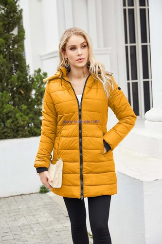 Neu Damen Winterjacke Winter Mantel Abnehmbar Kapuze Jacke Große Warm Steppjacke - Bild 18 von 31
