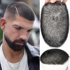 Mens Toupee Thin Skin PU Base Hairpiece Human Hair Wig Short Buzz Cut 5x7 6x8 US