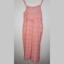 URBAN OUTFITTERS Orange Plaid Check Jumpsuit Size S Gauzy Cotton Lined Wide Leg