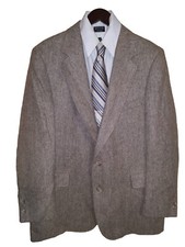 MEN'S ADAMS ROW TAUPE HERRINGBONE WOOL SPORT COAT JACKET 44R