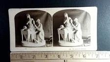 The Tap on the Window Sculpture Stereoview Antique c1870s Y16838