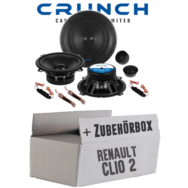 Crunch Lautsprecher FüR Renault Clio 2 Front Heck 13Cm 2-Wege System Einbauset-image