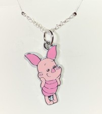 Silver Piglet From Winnie The Pooh Charm Pendant On A Silver Necklace Chain