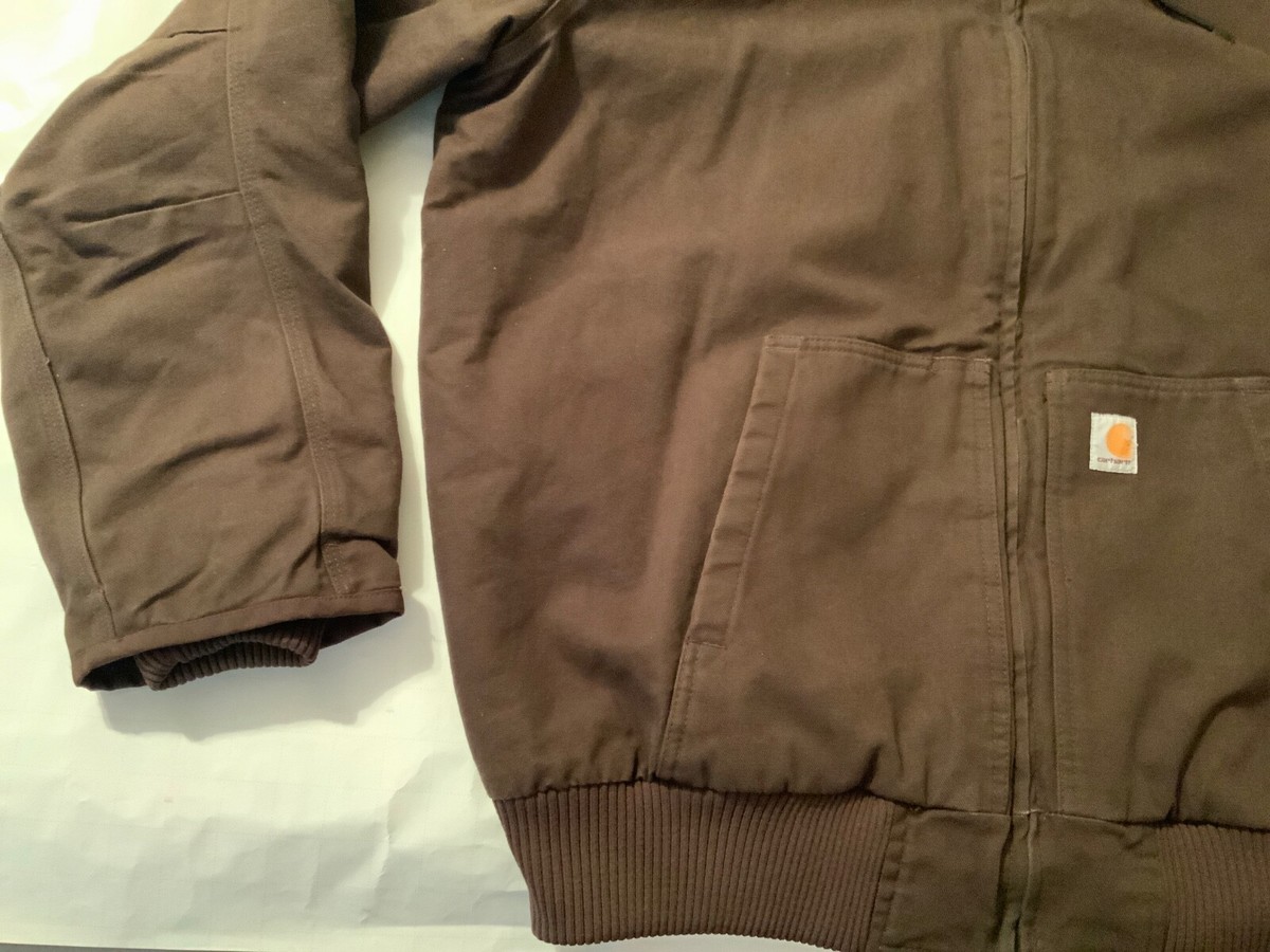 VTG Carhartt Jacket Men's 2XTall Mocha Brown 104050 DKB Hooded Zip