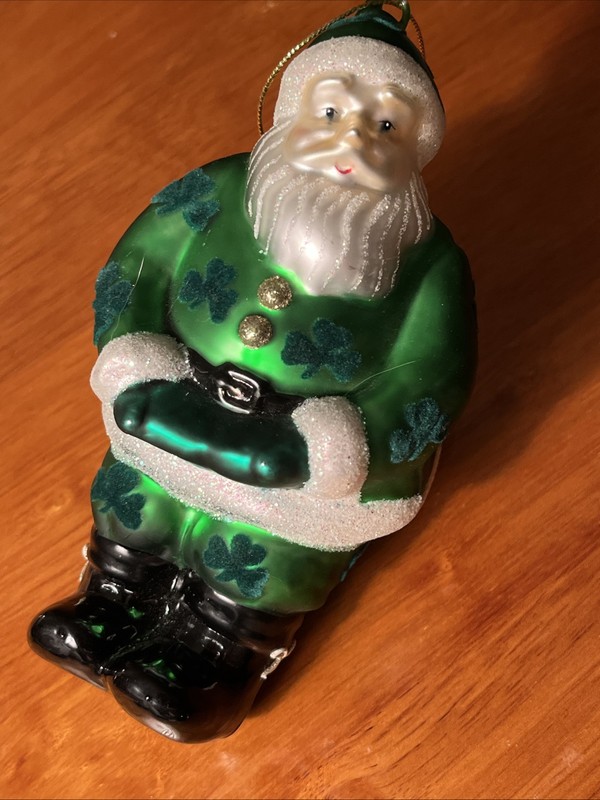 Irish Santa Claus, Blown Glass Ornament, NEW!