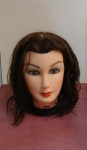 Burmax Hairstyling Mannequin Head for Training-Real Hair-Brunette
