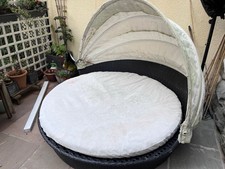 Outdoor Day Bed With Cushion, Canopy And Cover