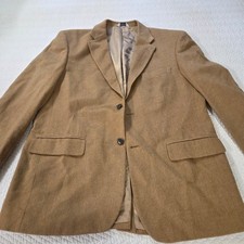 Joseph  Feiss Mens 42R Blazer Jacket 100 Camelhair Tan Two Button Solid 42 Reg