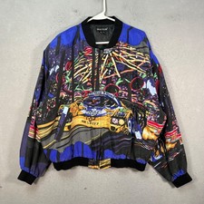 VTG Silk Club Porsche 956 962 Art 100% Silk Lightweight Bomber Jacket Large