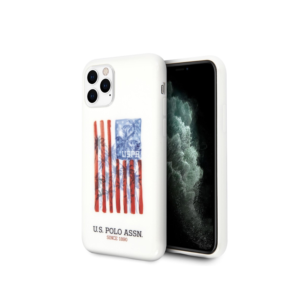 Coque Apple iPhone 11 Pro Max U.S. Polo pour Style American Flag Blanc