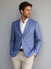 Hugo Boss Angelico Blue Blazer Claus Wilhelmi Wool Linen Sport Coat EU 52 Men s
