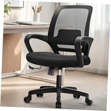  Office Desk Ergonomic Mesh Computer Chair with Lumbar Support Adjustable Black