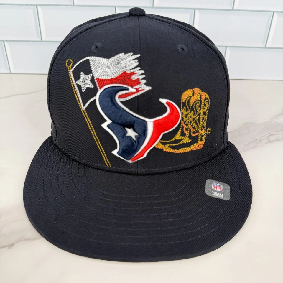 Gorra ajustada de los Houston Texans para hombre 7 1/8 NFL fútbol americano bandera de Texas 59FIFTY New Era Foto 2 de 4