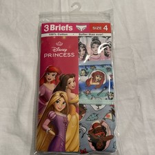 Disney Princess Girls Briefs Size 4 100 Cotton Underwear Cinderella Ariel 3 Pac