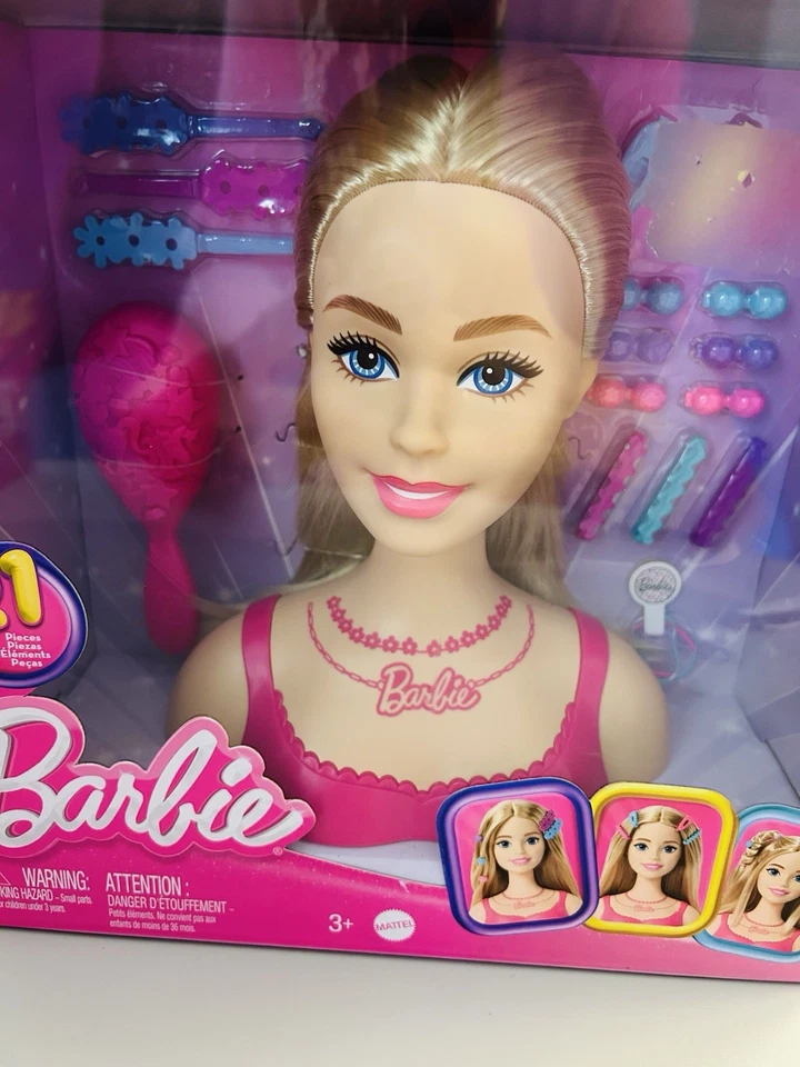 Barbie Doll Styling Head, Blond Hair with 21 Colorful Accessories, Doll Head - Image 4 of 4