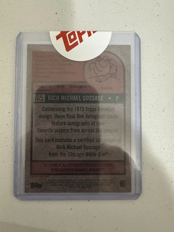 2024 Topps Heritage High Number Goose Gossage Red Ink Auto 64/75 White Sox HOF - Image 2 of 2