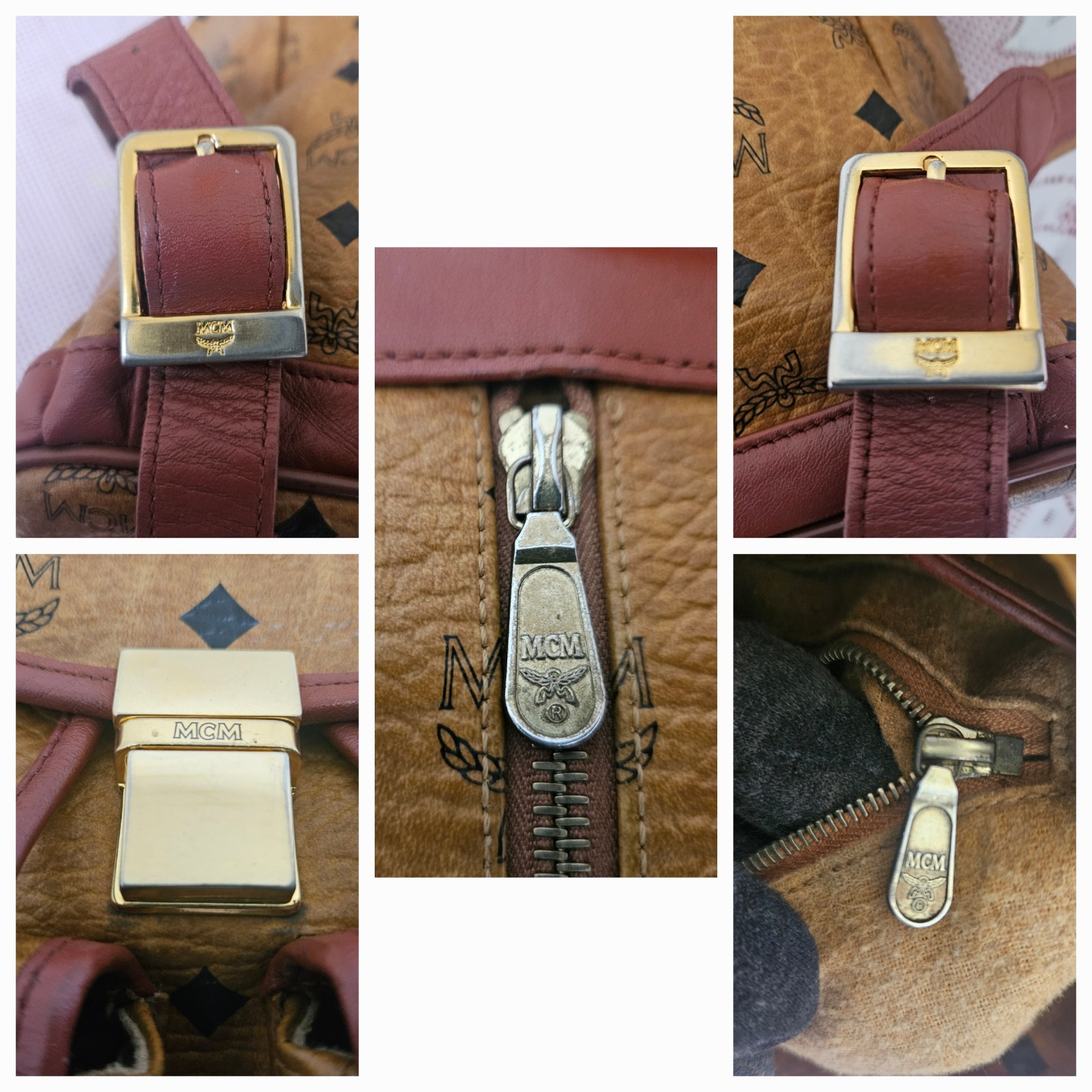 MCM Cognac Monogram Medium Backpack Vintage AUTHENTIC — image 7