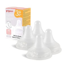 Pigeon Silicone Nipple M with Latch-On Line, 3Months , 4ps, Natural Feel