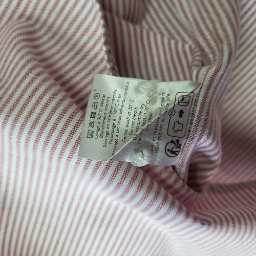 Octobre Editions Shirt Mens Large Pink White Striped Grandad Collar Seazane - Picture 6 of 8