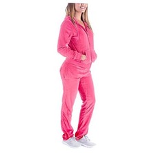 Velour Tracksuit Womens 2 Pieces Joggers Outfits Jogging Large Coral