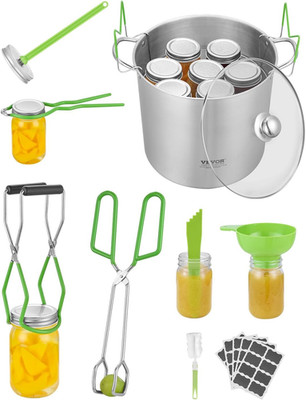Canning Supplies Starter Kit, 9 Pieces Stainless Steel Water Bath Canning Kit fo
