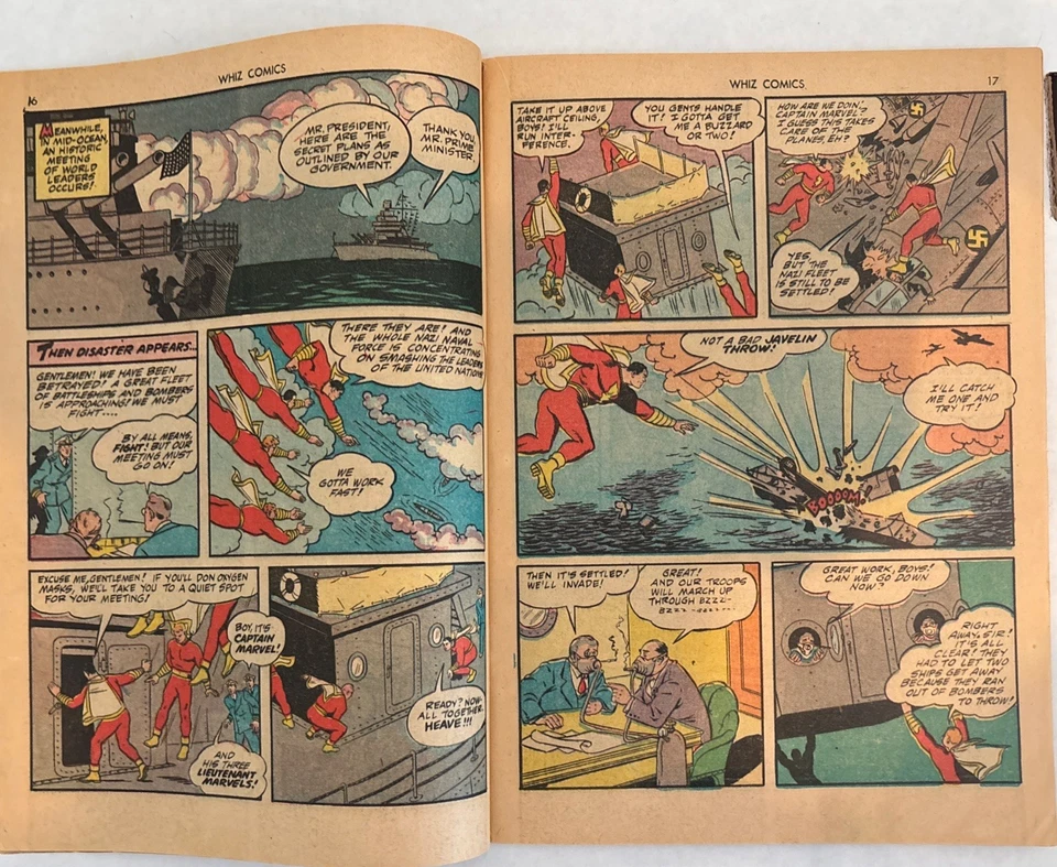 Quadrinhos Whiz #34 Captain Marvel 1942 Fawcett vintage 3 Tenente Marvels Gold Ag - Imagem 2 de 3