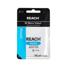 REACH Waxed Dental Floss,Unflavored, Plaque 165 Foot Pack of 1 , Blue