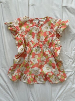 Janie and Jack girls size 10 orange and white floral caftan/beach cover up
