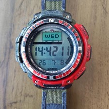 CASIO PRO TREK PRG-40 Red Digital Compass Watch Fabric Strap Battery Replaced